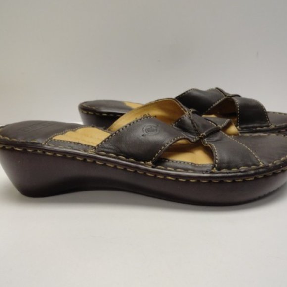 Born Women's Brown Wedge Slip On Sandals - Picture 6 of 11